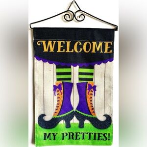 12x18 "Welcome My Pretties" Vibrant Witch Boots Halloween Garden Yard Flag Decor